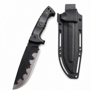 Camping Outdoor Survival Messer, tragbares Messer, hohe Härte, gerades Messer, scharfes Überlebensmesser, integrierter Kiel, hohe Härte, taktisches Messer – Schwarz-1