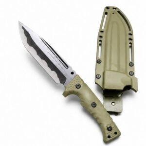 Camping Outdoor Survival Messer, tragbares Messer, hohe Härte, gerades Messer, scharfes Überlebensmesser, integrierter Kiel, hohe Härte, taktisches Messer – Grün-2