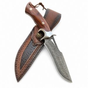 Drop Point Messer Feste Klinge Jagd Überleben Kampf Outdoor Damaskus Stahl Holz