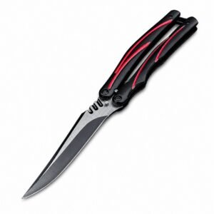 Einzigartiges Flipper-Klappmesser mit schwarz-rotem Griff