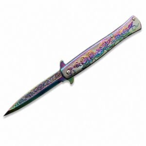 Buntes Schwertfisch-Klappmesser mit Rosenrelief